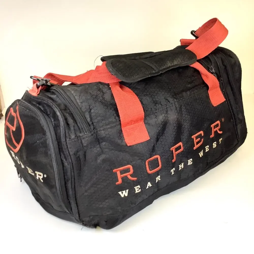 Roper Western Duffle Duffel Bag Black Orange Rodeo Cowboy Gear Gym Wear the West